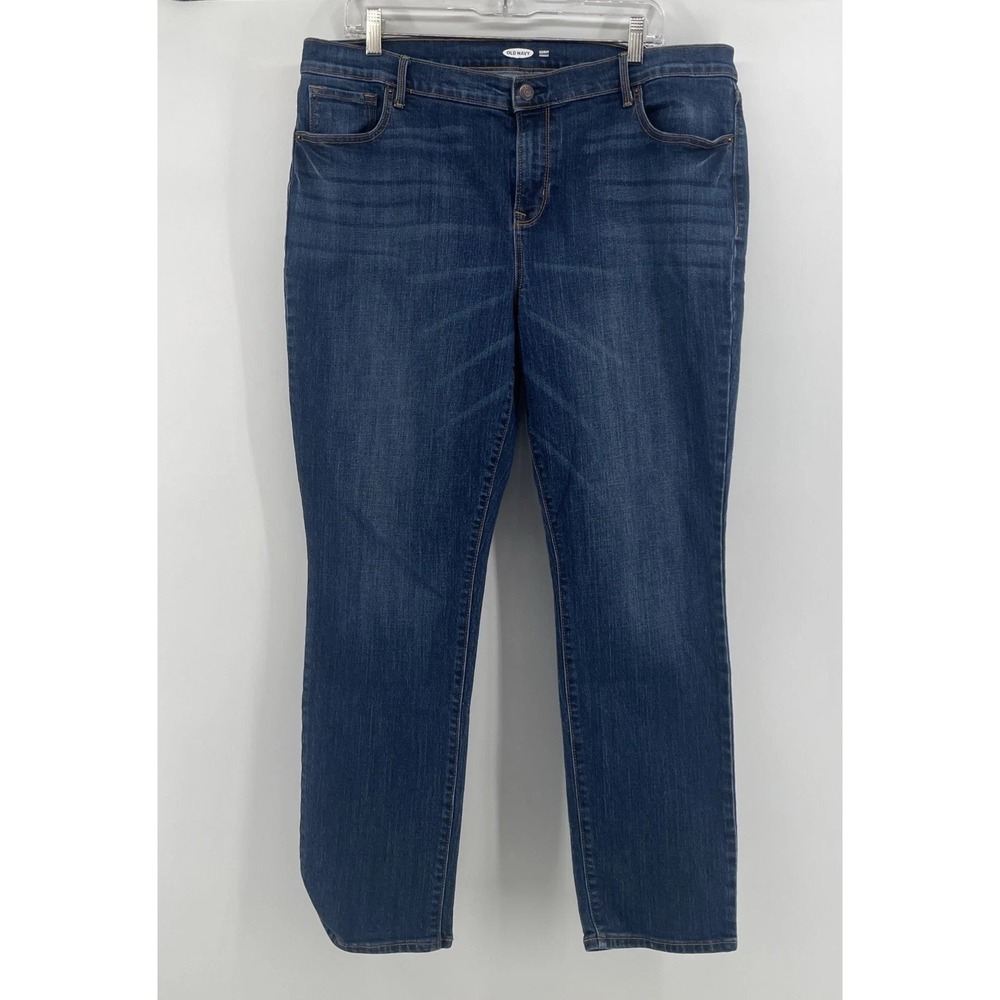 Old Navy Jeans Womens 16 Short Curvy Straight Richmond Stretch Dark Denim - Picture 1 of 9